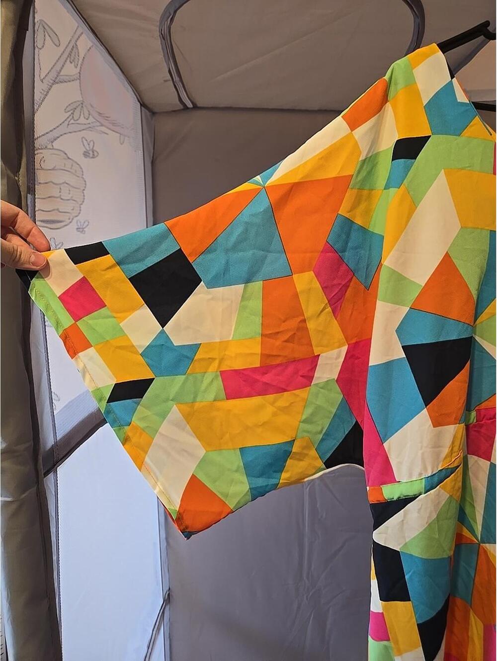 Nwt ces femme Betsy Boos Dress Button Colorful Geometric Large Jacque artsy - Picture 4 of 9